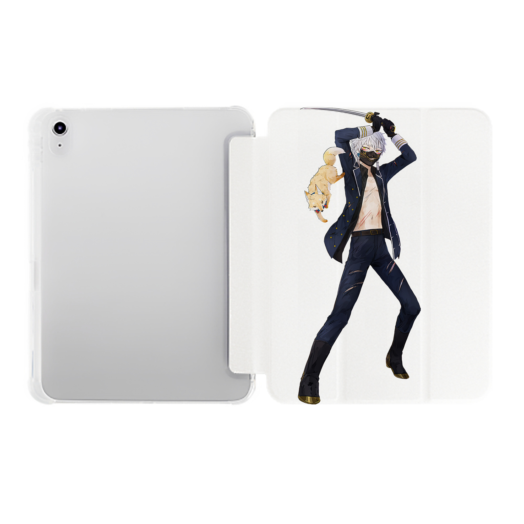 （画像用） 刀剣乱舞 Touken Ranbu IPad ケース ペン収納付き 三つ折りスタンド PUレザー×シリコン 対応機種9.5/10.5/10.9インチ